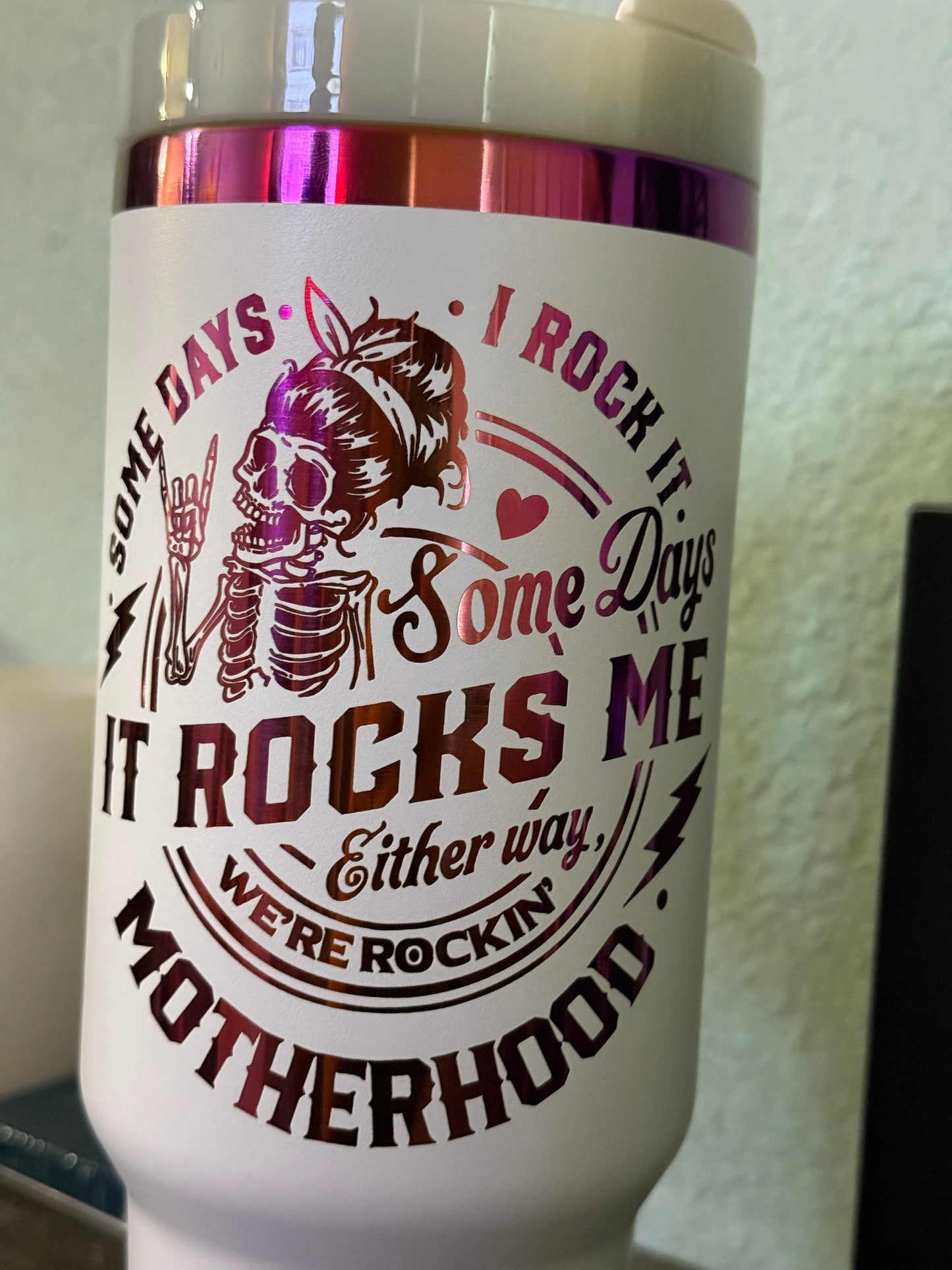 Rockin' Motherhood Tumbler: Skull Mom Life Coffee Cup - 40oz