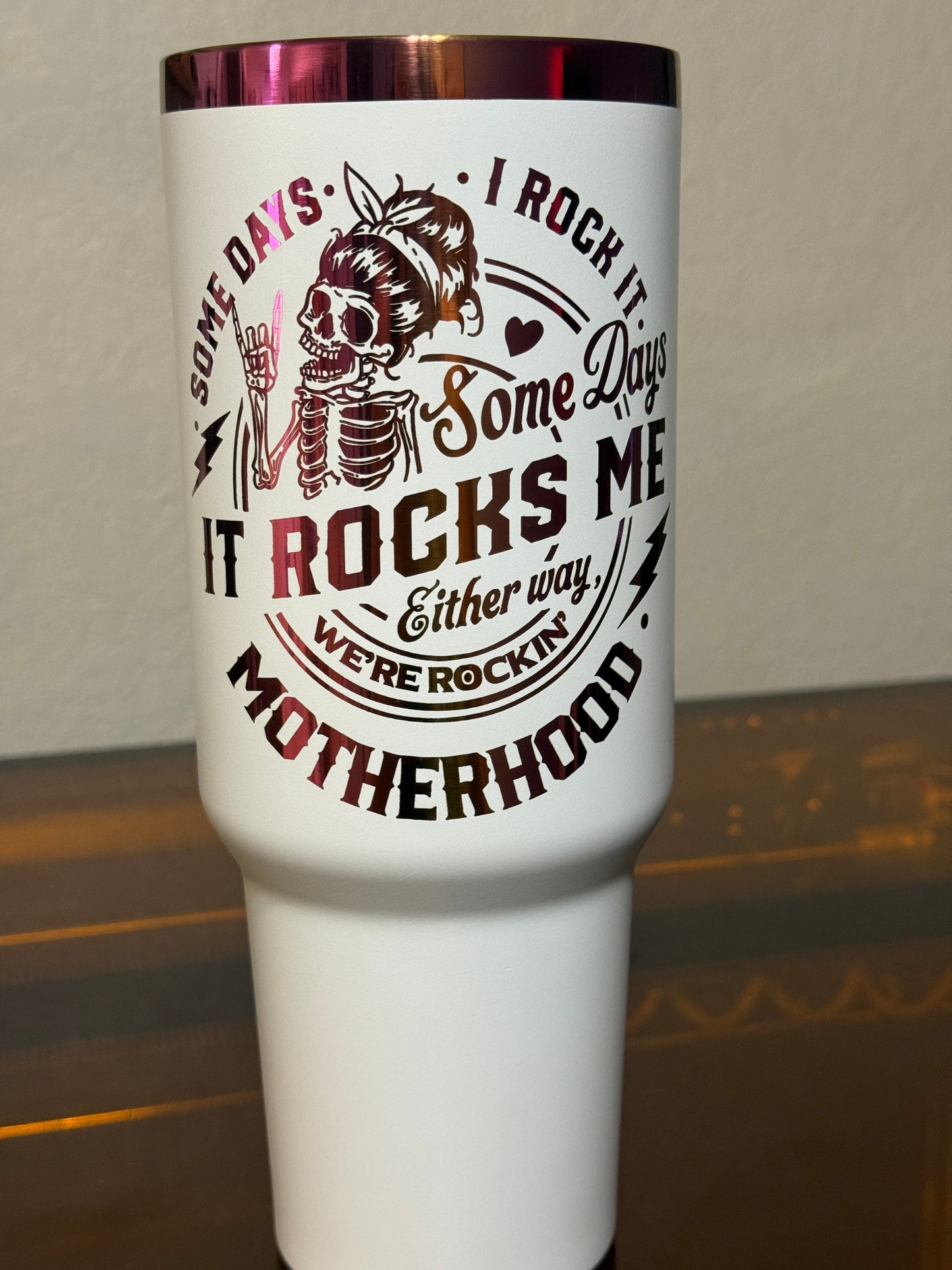 Rockin' Motherhood Tumbler: Skull Mom Life Coffee Cup - 40oz