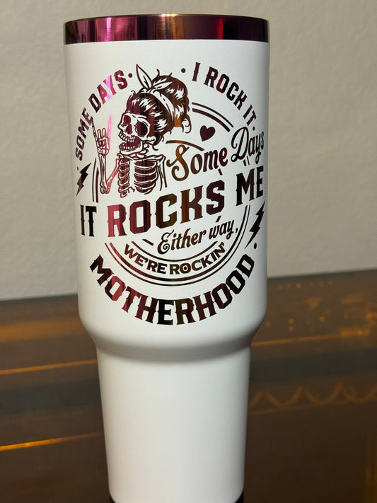 Rockin' Motherhood Tumbler: Skull Mom Life Coffee Cup - 40oz