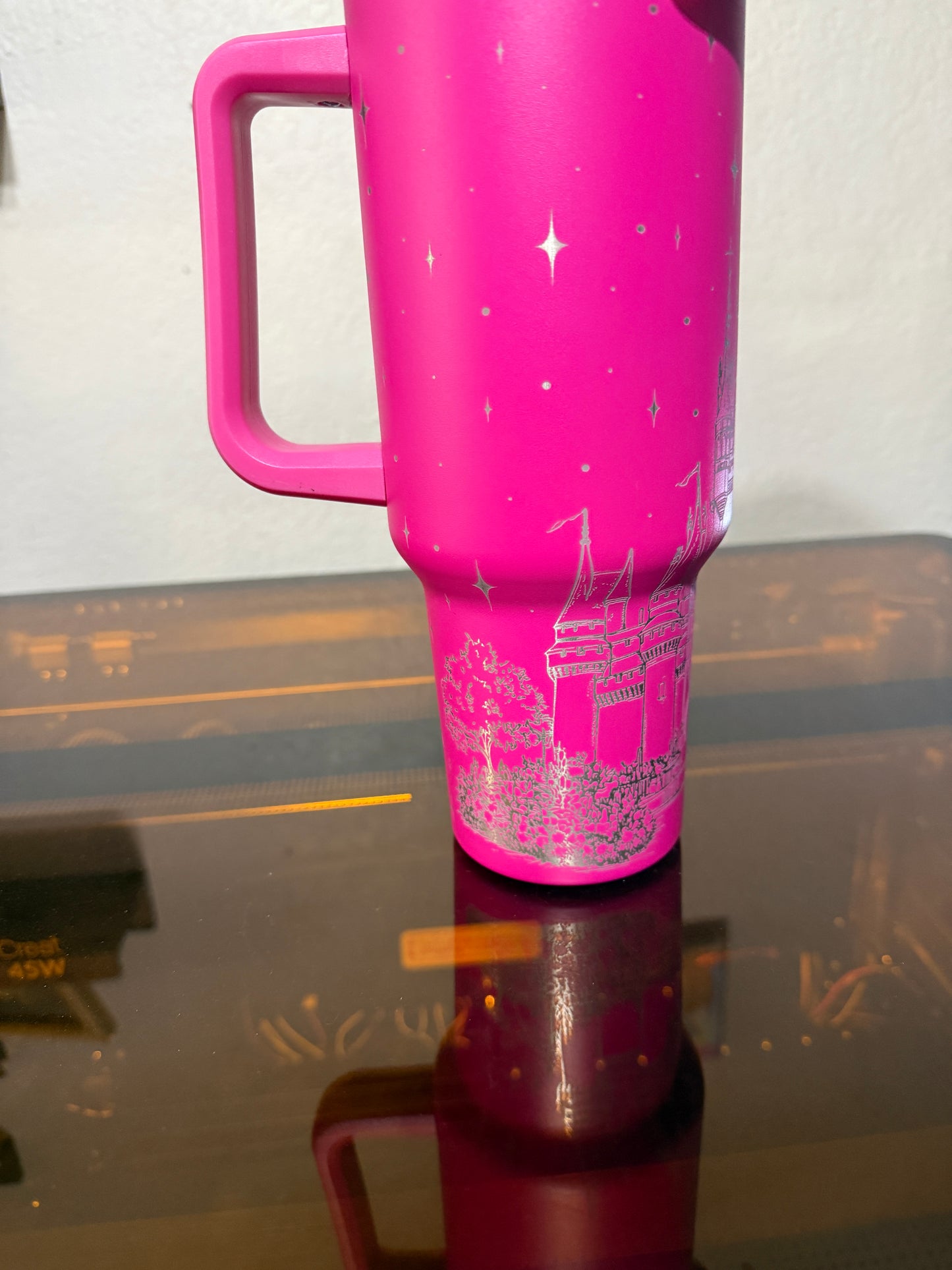Pink Princess Castle Tumbler – Stainless Steel Engraved Cup | Fairytale Travel Mug | Magical Disney-Inspired Gift