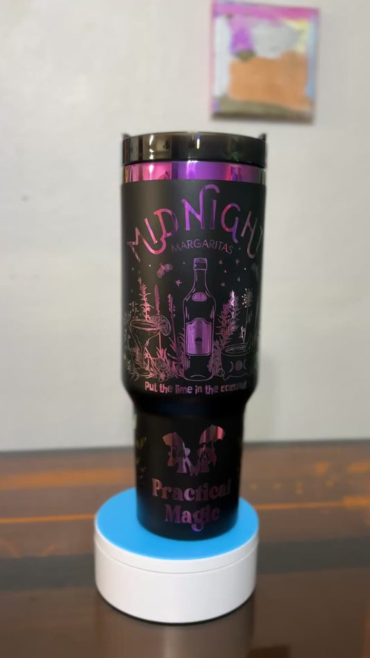 Midnight Margaritas Cup | Practical Magic Tumbler | 40 oz Laser Engraved Cup | Witchy Kitchen Gift | Halloween Tumbler
